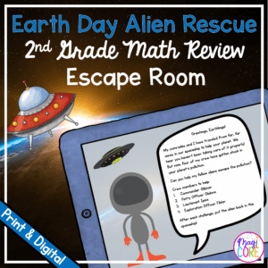 Earth Day Alien Math Review Escape Room & Webscape™ - 2nd Grade