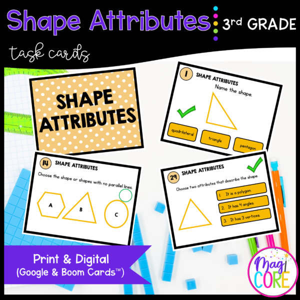 Shape Attributes - 3rd Grade Math Task Cards - Print & Digital - 3.G.A.1