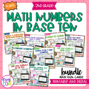 Numbers and Operations in Base Ten - 2nd Grade Math Task Card Bundle