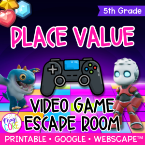 Place Value & Decimals Math Video Game Escape Room & Webscape™ - 5th Grade