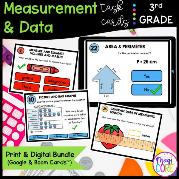 Measurement and Data - 3rd Grade Math Task Card Bundle