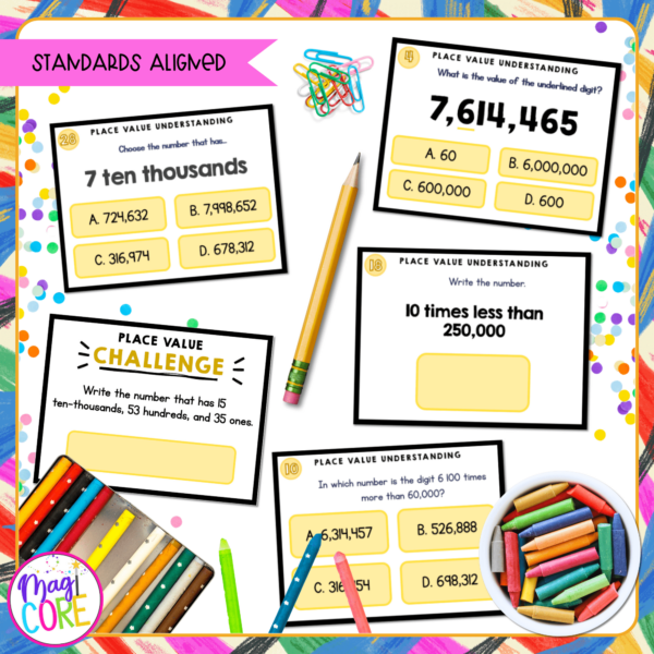 Place Value Understanding - 4th Grade Math Task Cards - 4.NBT.A.1 ...