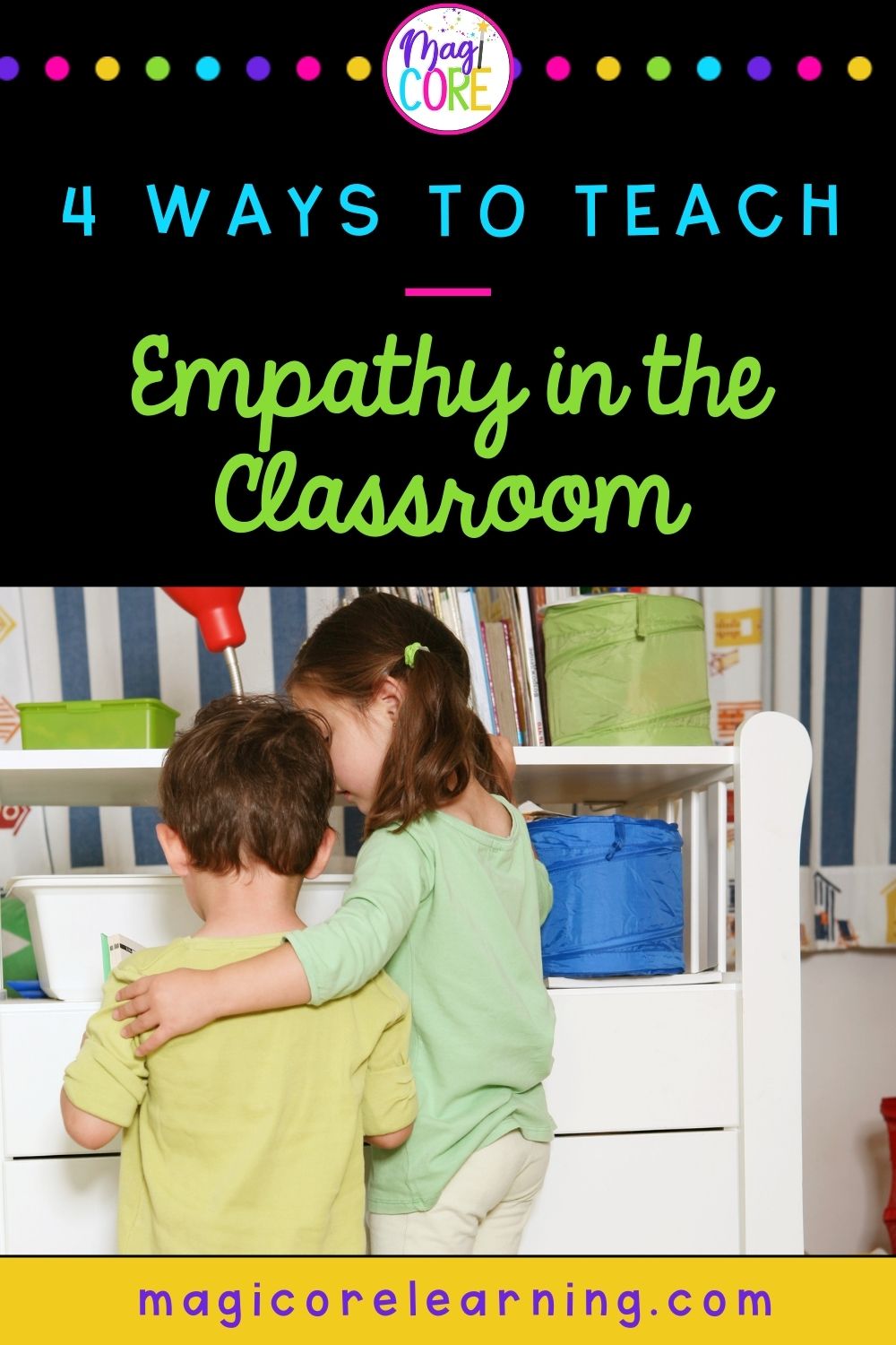 How to teach empathy in the classroom blog post cover showing two students being empathetic