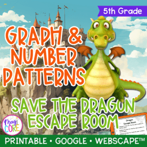Graph & Number Patterns Dragon Math Escape Room & Webscape™ - 5th Grade