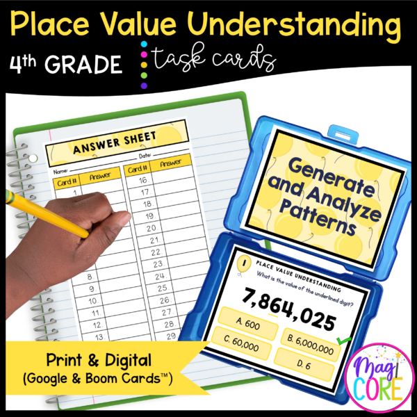 Place Value Understanding - 4th Grade Task Cards - Print & Digital - 4.NBT.A.1