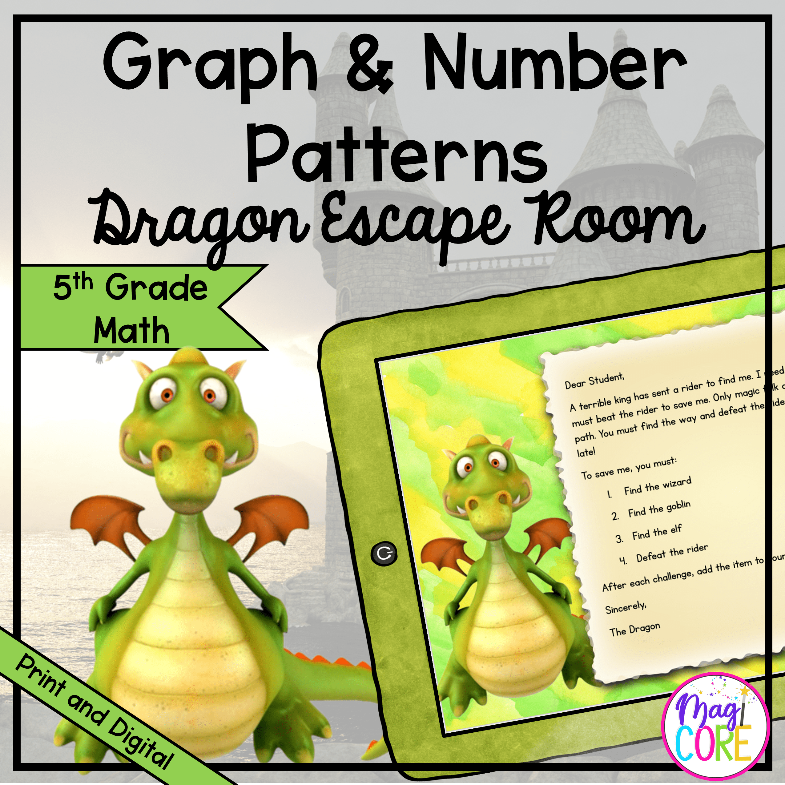 Graph & Number Patterns - 5th Grade Math Escape Room - Digital & Printable