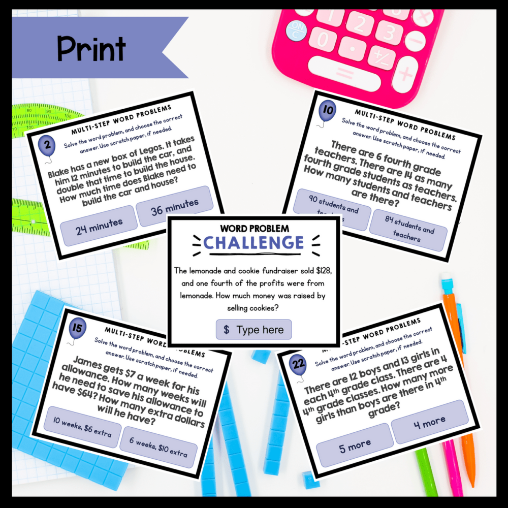 Operations & Algebraic Thinking - 4th Grade Task Cards Bundle | MagiCore