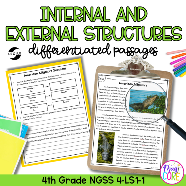 Internal & External Structures - 4-LS1-1 Science Differentiated Passages