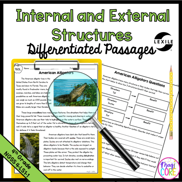 Science Differentiated Passages: Internal & External Structures - 4-LS1-1