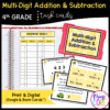 Multi-Digit Addition & Subtraction - 4th Grade Task Cards - Print & Digital