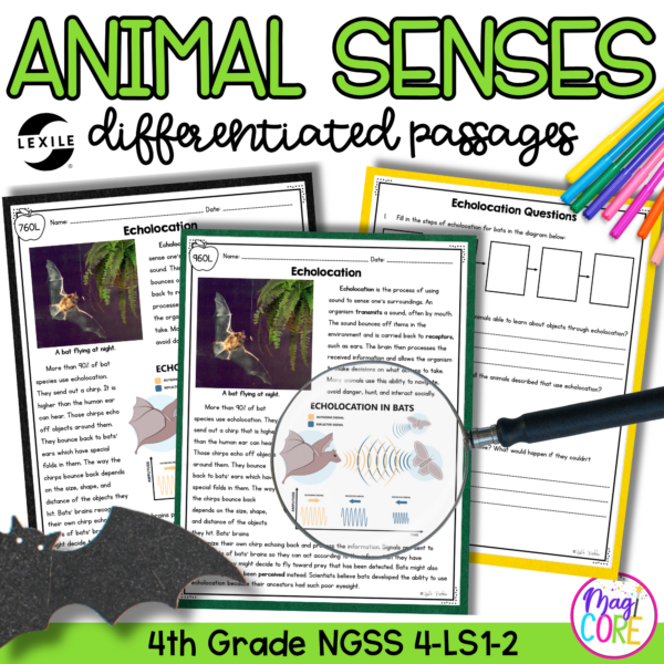 Animal Senses 4-LS1-2 Science Differentiated Reading Passages Question Worksheet