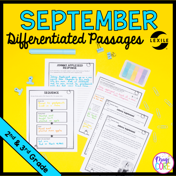 September Lexile Leveled Differentiated Reading Passages - 2nd & 3rd Grade
