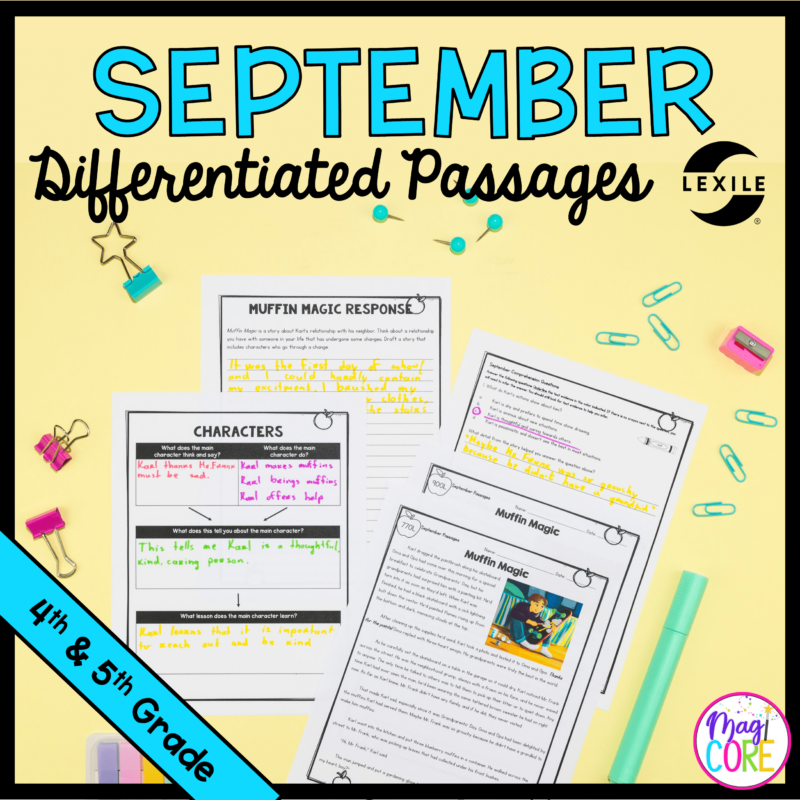 September Lexile Leveled Differentiated Reading Passages - 4th & 5th Grade