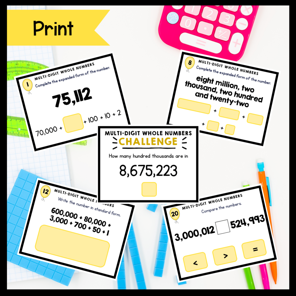 Number & Operations in Base Ten - 4th Grade Task Cards Bundle | MagiCore