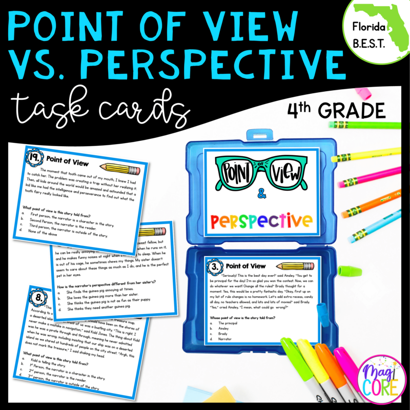 Point of View & Perspective Task Cards - 4th Grade FL BEST - ELA.4.R.1.3