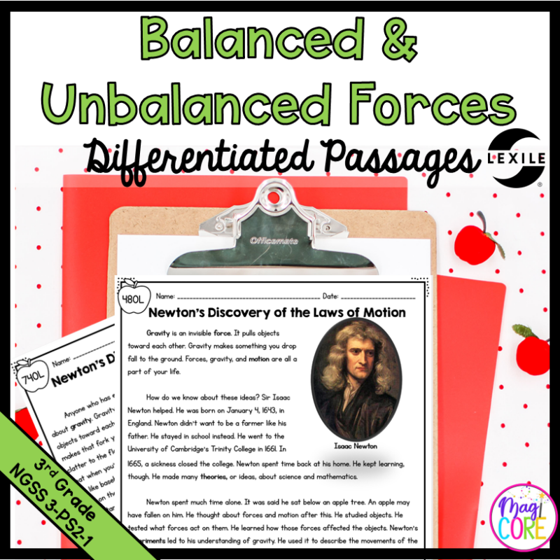 Balanced and Unbalanced Forces - 3-PS2-1 Science Differentiated Reading Passages
