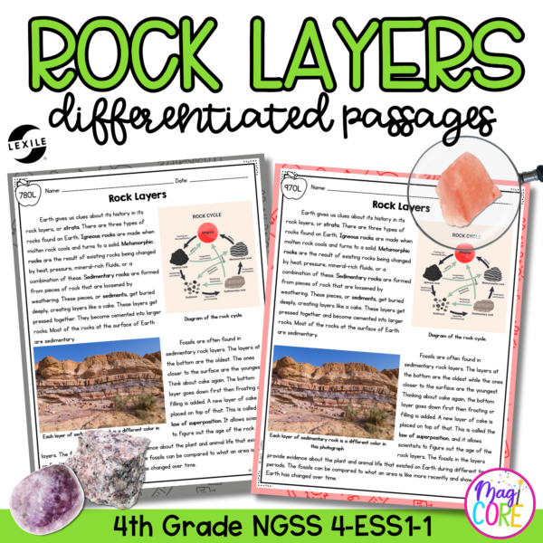 Rock Layers NGSS 4-ESS1-1 - Science Differentiated Passages