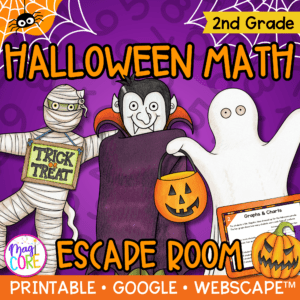 Halloween Math Review Escape Room & Webscape™ - 2nd Grade