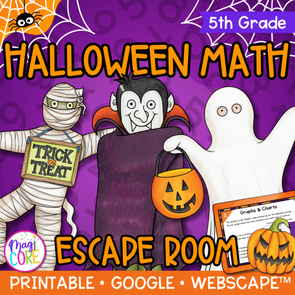 Halloween Math Review Escape Room & Webscape™ - 5th Grade
