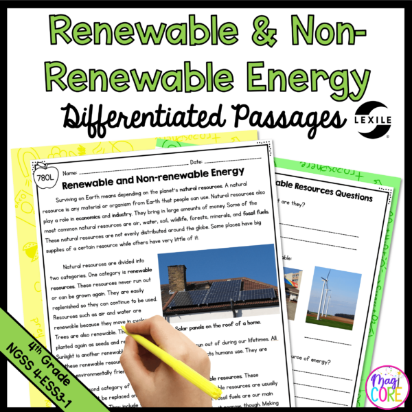 Renewable and Non-renewable Energy - 4-ESS3-1 - Science Differentiated Passages