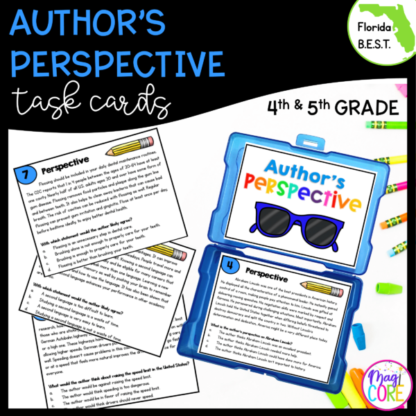 Author's Perspective Task Cards - 4th & 5th Grade - FL BEST ELA.4.R.2.3/5.R.2.3