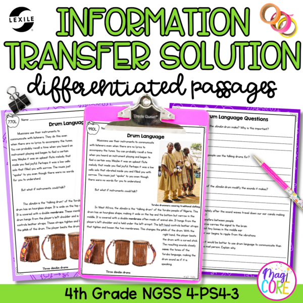 Information Transfer Solution NGSS 4-PS4-3 - Science Differentiated Passages