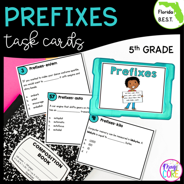 Prefixes Task Cards - 5th Grade FL BEST - ELA.5.V.1.2
