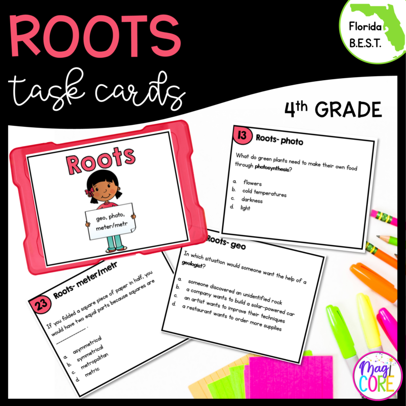 Roots Task Cards - 4th Grade FL BEST - ELA.4.V.1.2