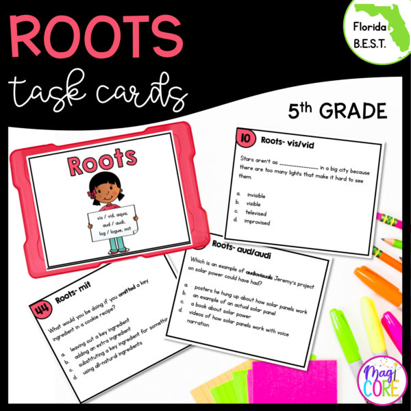 Roots Task Cards - 5th Grade FL BEST - ELA.5.V.1.2