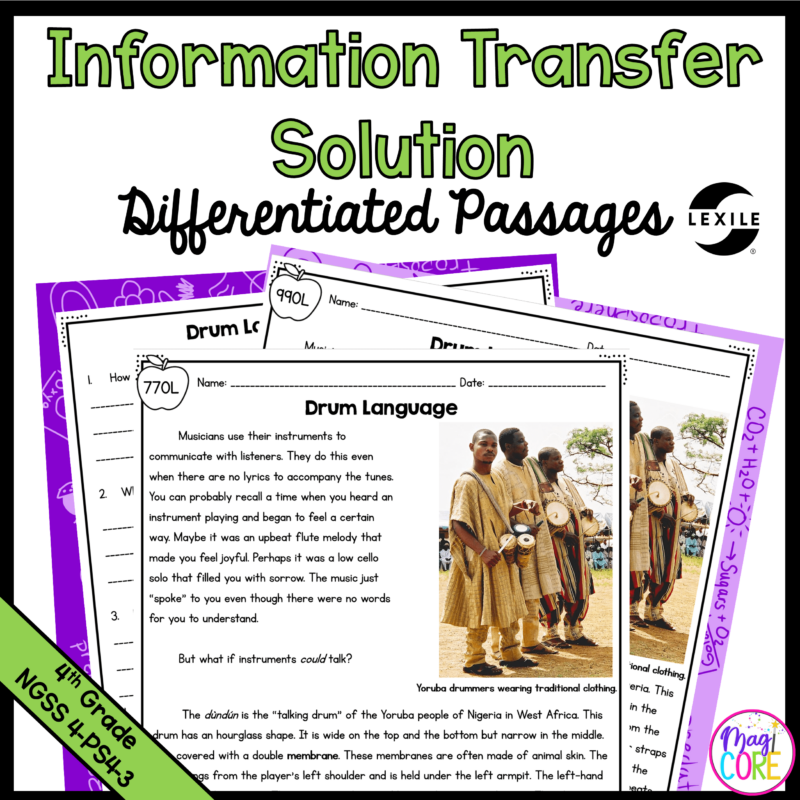 Information Transfer Solution - 4-PS4-3 - Science Differentiated Passages