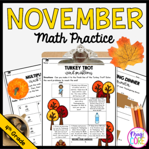Month of November Math Practice - 4th Grade