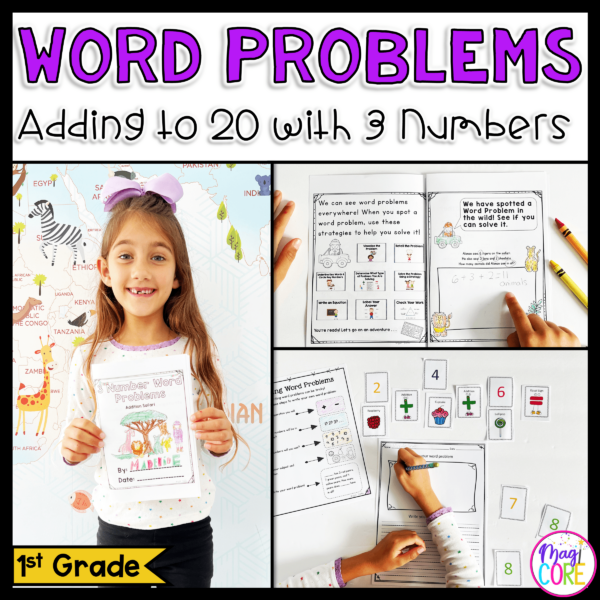 Word Problems Using 3 Numbers - 1st Grade Math - 1.OA.A.2 | MA.1.AR.1.1