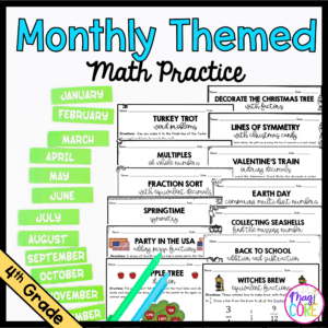 Monthly Themed Math Practice BUNDLE | 4th Grade