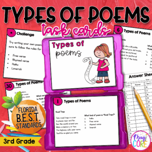 Types of Poems Task Cards - 3rd Grade - FL BEST ELA.3.R.1.4
