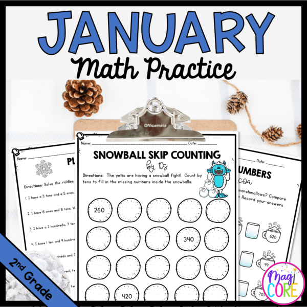 Month of January Math Practice - 2nd Grade
