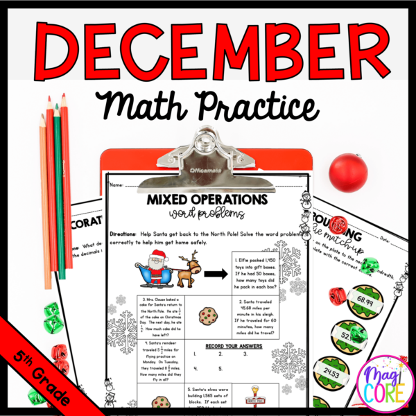 Month of December Math Practice - 5th Grade