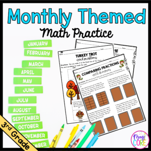 Monthly Themed Math Practice GROWING BUNDLE | 3rd Grade