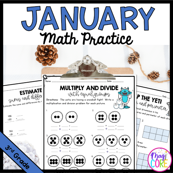 Month of January Math Practice - 3rd Grade