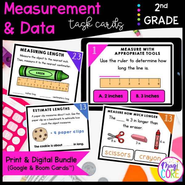 Measurement & Data - 2nd Grade Math Task Card Bundle