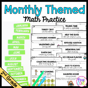 Monthly Themed Math Practice BUNDLE | 2nd Grade
