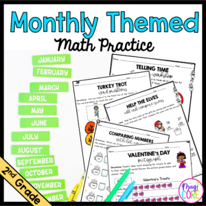 Monthly Themed Math Practice GROWING BUNDLE | 2nd Grade