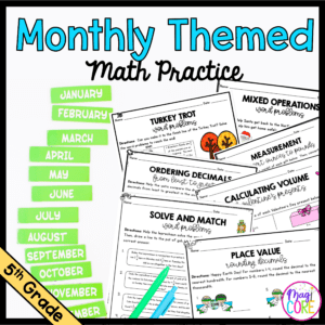 Monthly Themed Math Practice GROWING BUNDLE | 5th Grade