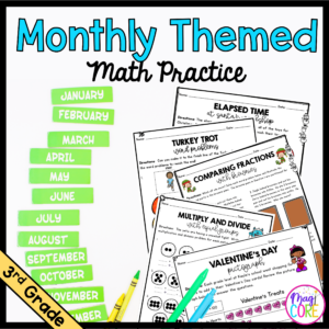 Monthly Themed Math Practice GROWING BUNDLE | 3rd Grade