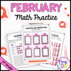 February Themed Math Practice - 2nd Grade