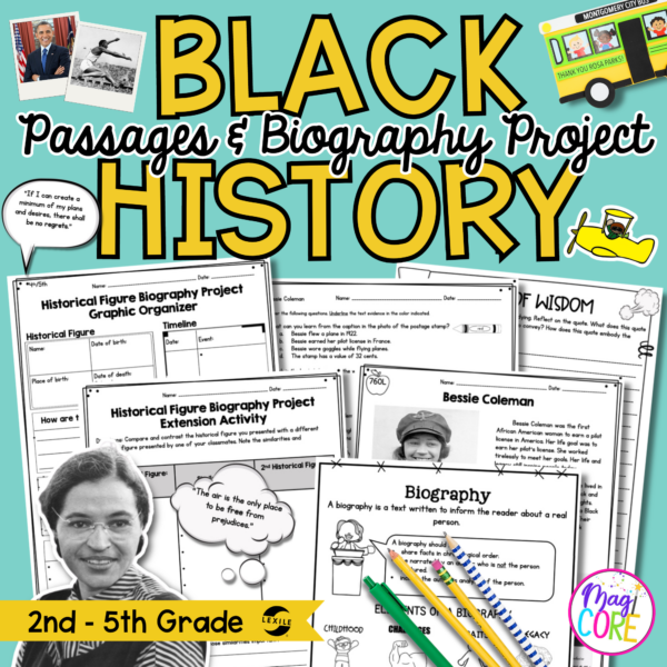 Black History - Passages & Biography Project - 2nd-5th Grade