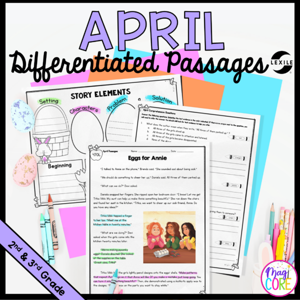 April Lexile Leveled Differentiated Reading Passages - 2nd & 3rd Grade