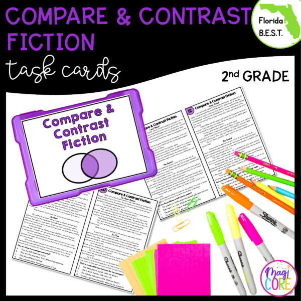 Compare and Contrast Fiction Task Cards - 2nd Grade - FL BEST ELA.2.R.3.3
