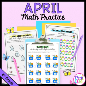 April Themed Math Practice - 4th Grade