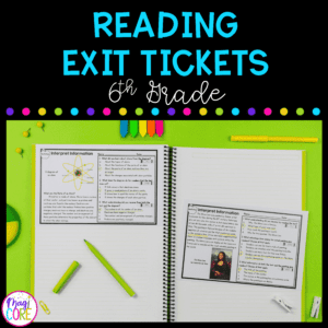 6th Grade Reading Comprehension Exit Tickets - Literature & Informational Text