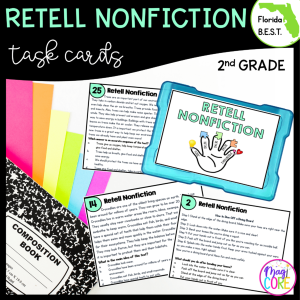Retell Nonfiction Task Cards - 2nd Grade - FL BEST ELA.2.R.3.2